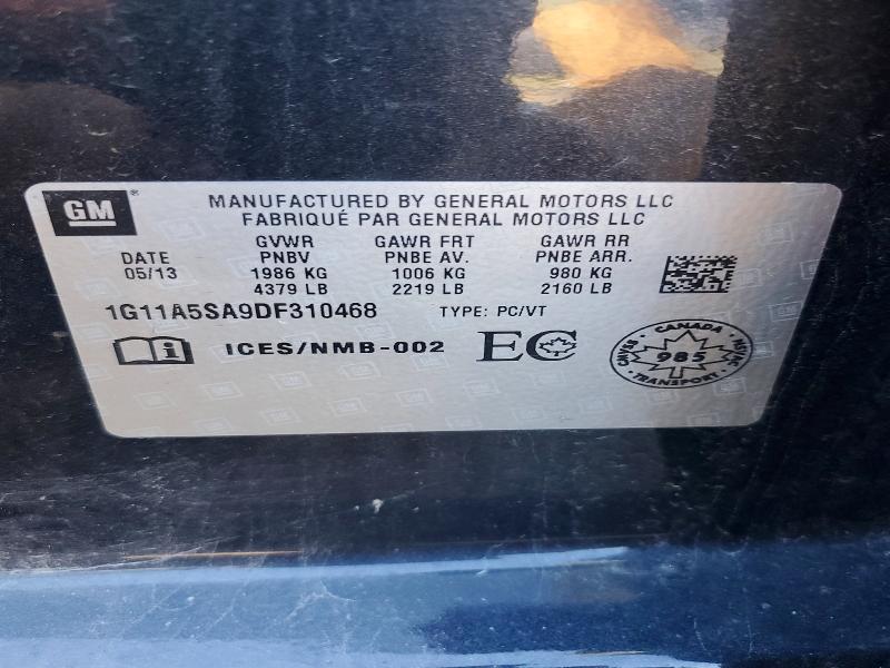 Aukcja sprzedaży 2013 Chevrolet Malibu, vin: 1G11A5SA9DF310468, numer aukcji: 68256716