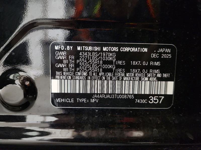 68593026 :رقم المزاد ، JA4ARUAU3TU008765 vin ، 2026 Mitsubishi Outlander Sport مزاد بيع