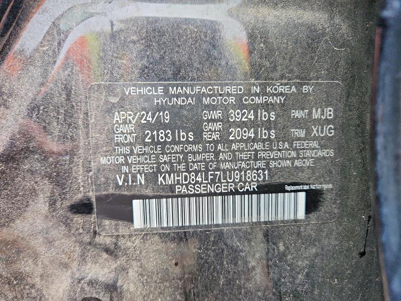 70024446 :رقم المزاد ، KMHD84LF7LU918631 vin ، 2020 Hyundai Elantra مزاد بيع
