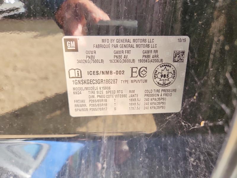 Aukcja sprzedaży 2016 Chevrolet Suburban, vin: 1GNSKGEC3GR186287, numer aukcji: 71217366