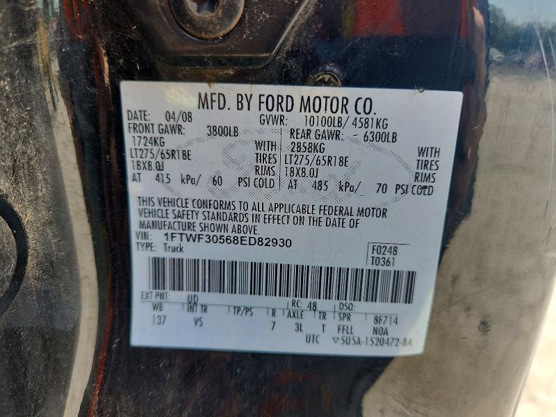 67529416 :رقم المزاد ، 1FTWF30568ED82930 vin ، 2008 Ford F350 مزاد بيع