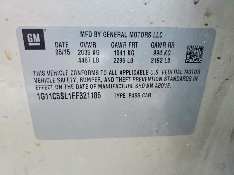 Продажа на аукционе авто 2015 Chevrolet Malibu, vin: 1G11C5SL1FF321186, номер лота: 70520946