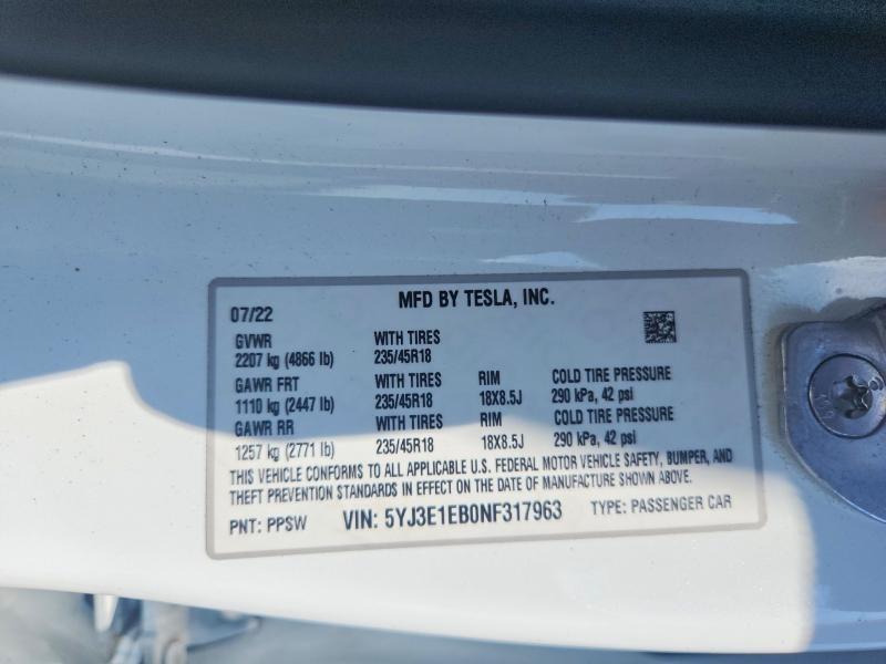 Aukcja sprzedaży 2022 Tesla Model X, vin: 5YJ3E1EB0NF317963, numer aukcji: 67006576