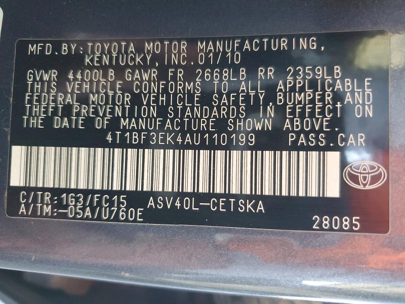 69441746 :رقم المزاد ، 4T1BF3EK4AU110199 vin ، 2010 Toyota Camry مزاد بيع