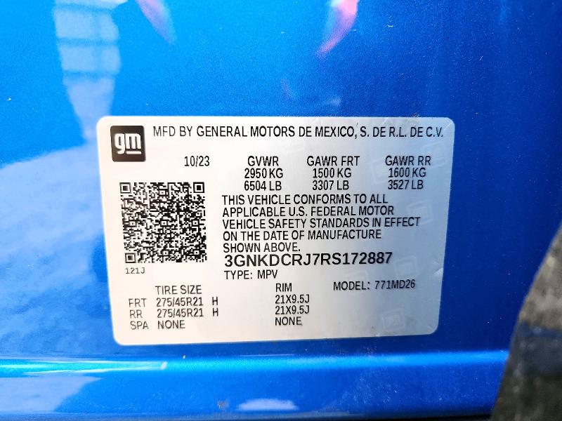 69100716 :رقم المزاد ، 3GNKDCRJ7RS172887 vin ، 2024 Chevrolet Blazer مزاد بيع