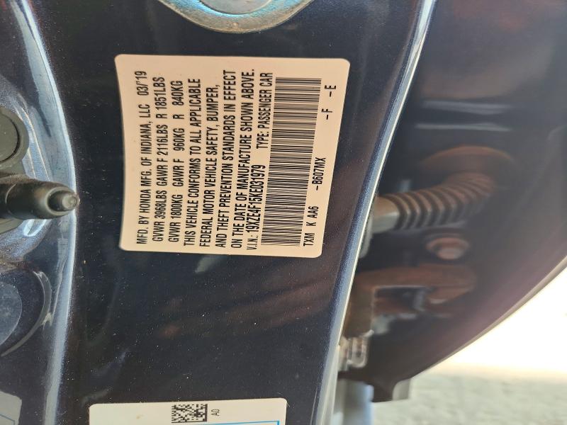 2019 Honda Insight მანქანა იყიდება აუქციონზე, vin: 19XZE4F15KE031979, აუქციონის ნომერი: 69383046