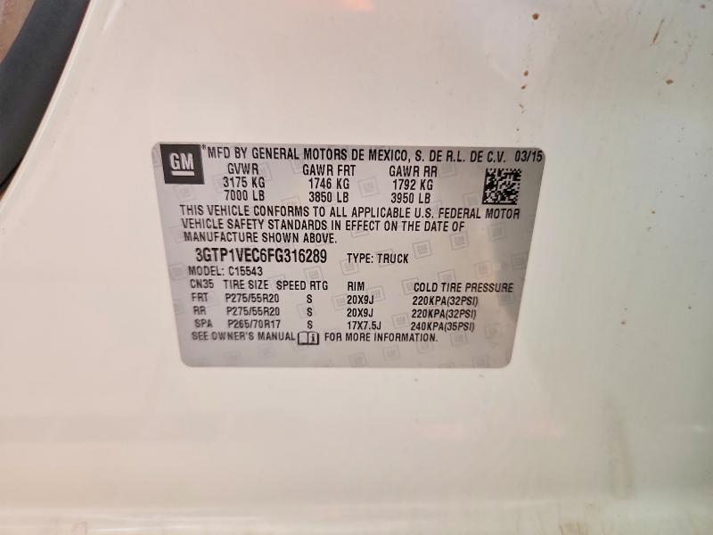 68009116 :رقم المزاد ، 3GTP1VEC6FG316289 vin ، 2015 Gmc Sierra مزاد بيع