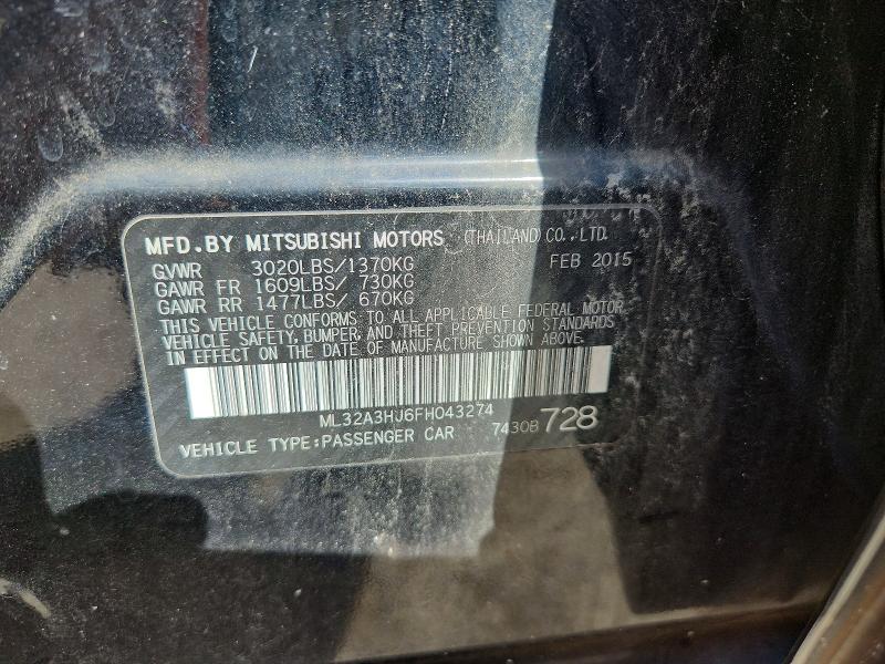 Продажа на аукционе авто 2015 Mitsubishi Mirage, vin: ML32A3HJ6FH043274, номер лота: 68089456