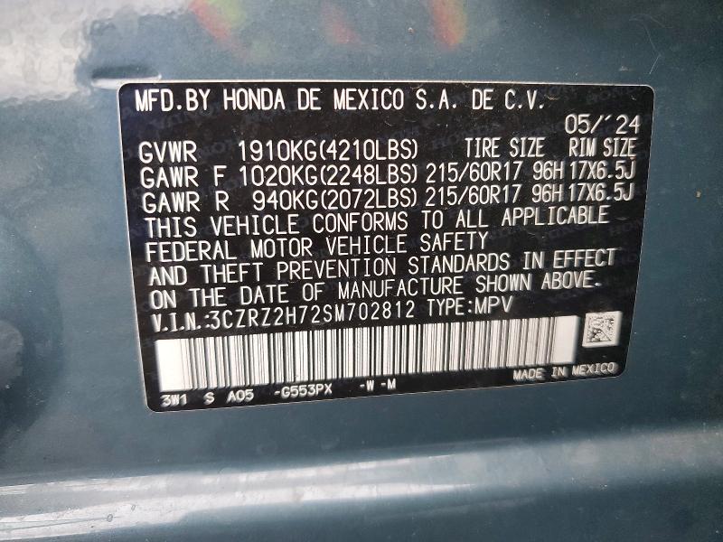 Продаж на аукціоні авто 2025 Honda Hr-v, vin: 3CZRZ2H72SM702812, номер лоту: 67544256