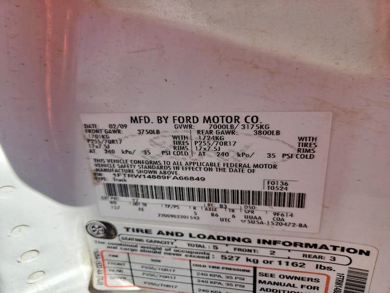 69801316 :رقم المزاد ، 1FTRW14889FA66849 vin ، 2009 Ford F150 مزاد بيع