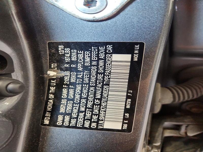 Aukcja sprzedaży 2019 Honda Civic, vin: SHHFK7H67KU408326, numer aukcji: 69674456