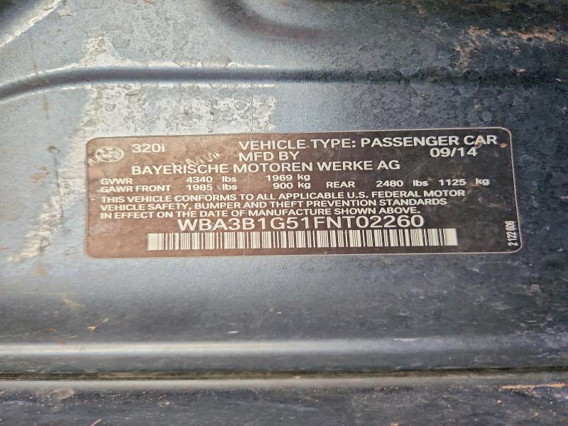 Aukcja sprzedaży 2015 Bmw 320, vin: WBA3B1G51FNT02260, numer aukcji: 68390166