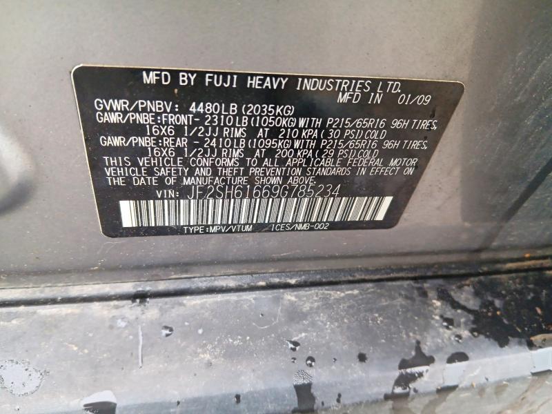 Продажа на аукционе авто 2009 Subaru Forester, vin: JF2SH61669G785234, номер лота: 67899546