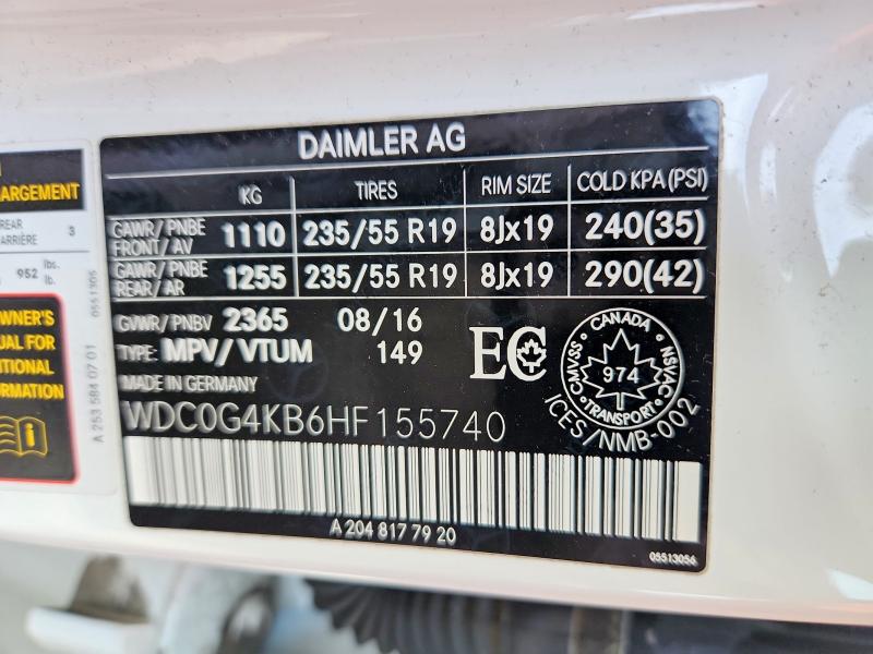 Aukcja sprzedaży 2017 Mercedes-benz Glc, vin: WDC0G4KB6HF155740, numer aukcji: 69686536
