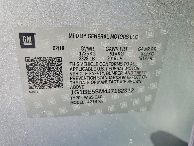 Продаж на аукціоні авто 2018 Chevrolet Cruze, vin: 1G1BE5SM4J7182312, номер лоту: 69719586