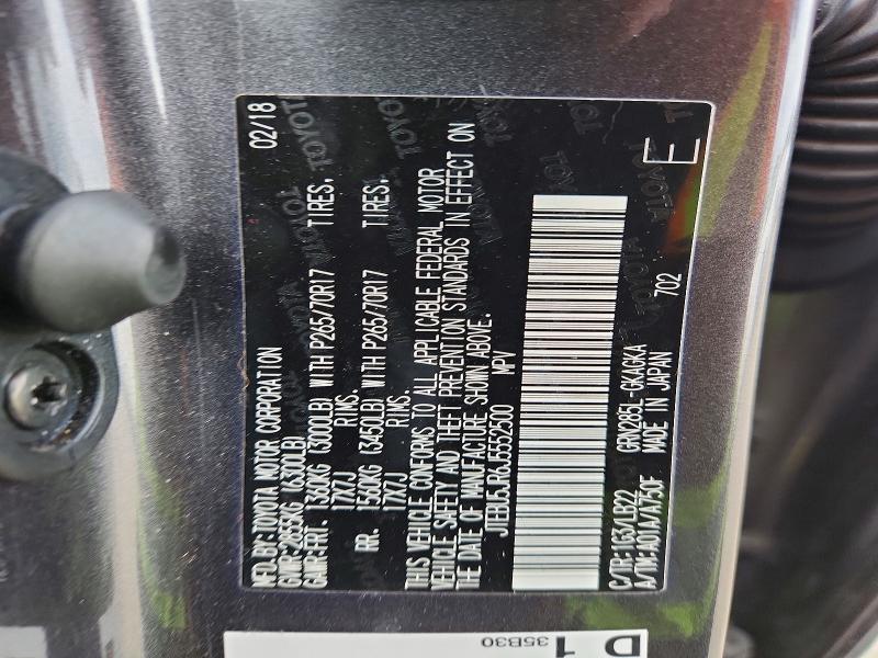 69371136 :رقم المزاد ، JTEBU5JR6J5552500 vin ، 2018 Toyota 4runner مزاد بيع