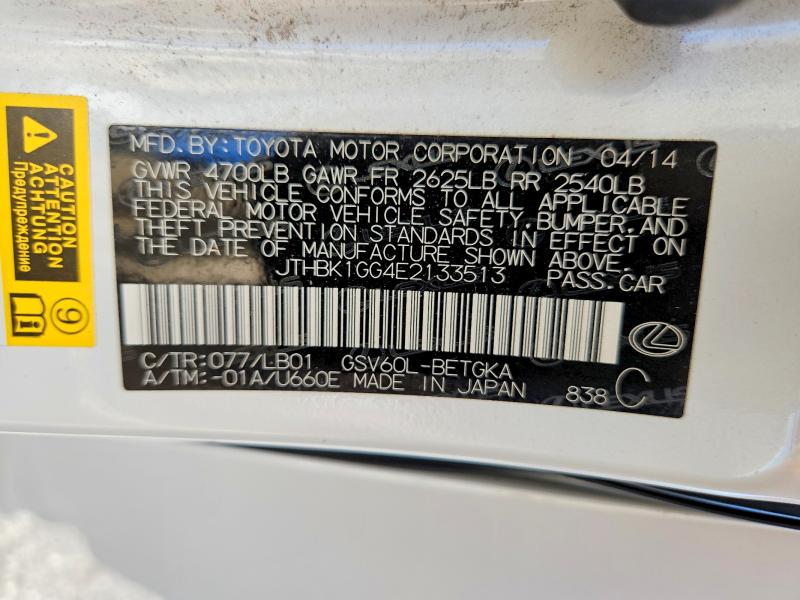 Aukcja sprzedaży 2014 Lexus Es, vin: JTHBK1GG4E2133513, numer aukcji: 69937966