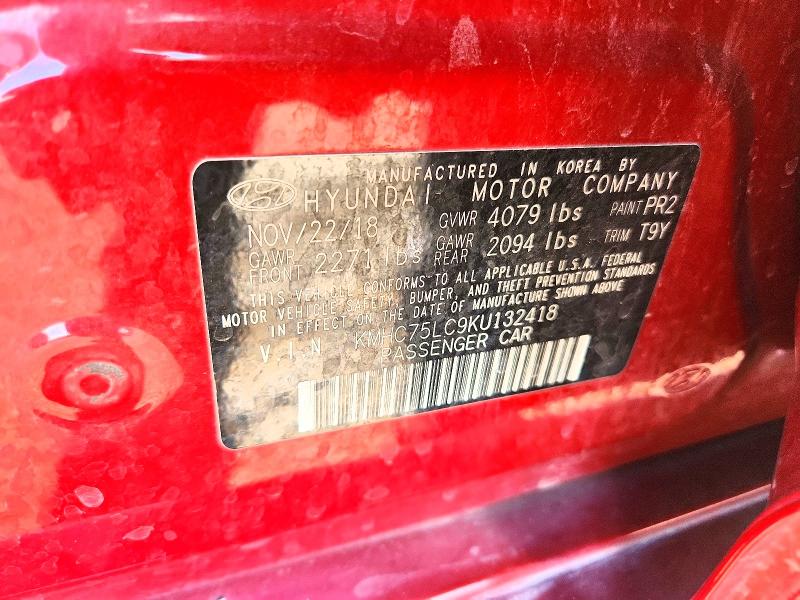 67968456 :رقم المزاد ، KMHC75LC9KU132418 vin ، 2019 Hyundai Ioniq مزاد بيع