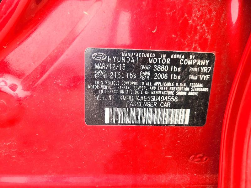 Aukcja sprzedaży 2016 Hyundai Elantra, vin: KMHDH4AE5GU494558, numer aukcji: 68929426