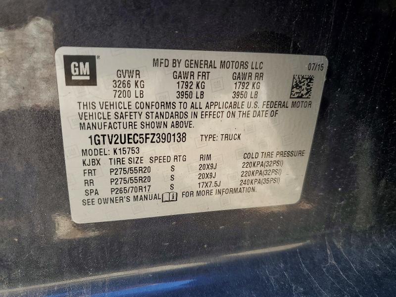 Продажа на аукционе авто 2015 Gmc Sierra, vin: 1GTV2UEC5FZ390138, номер лота: 68355896