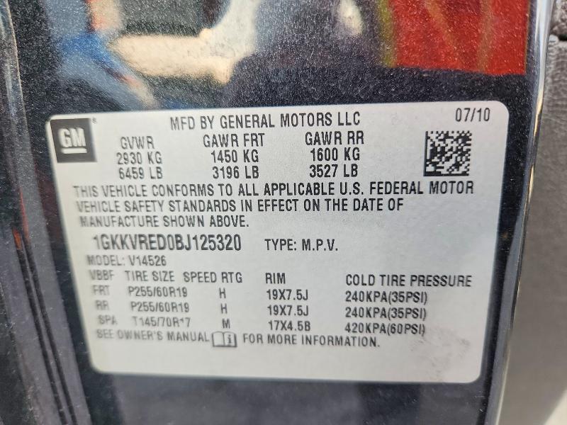 Aukcja sprzedaży 2011 Gmc Acadia, vin: 1GKKVRED0BJ125320, numer aukcji: 68004586