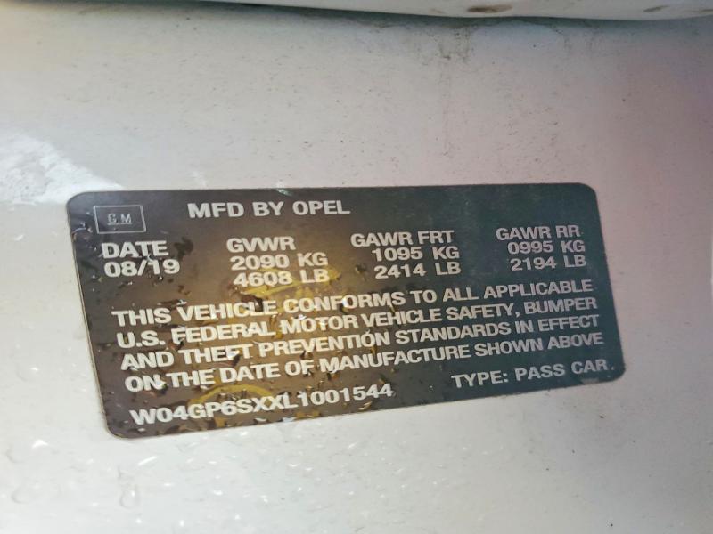 Продаж на аукціоні авто 2020 Buick Regal, vin: W04GP6SXXL1001544, номер лоту: 68093556