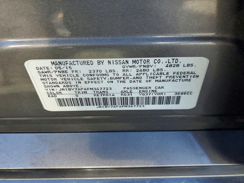68446596 :رقم المزاد ، JN1BV7AP4FM347723 vin ، 2015 Infiniti Q50 مزاد بيع