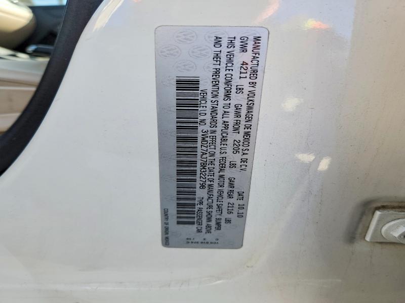 Auction sale of the 2011 Volkswagen Jetta, vin: 3VWDZ7AJ7BM322798        , lot number: 69043926