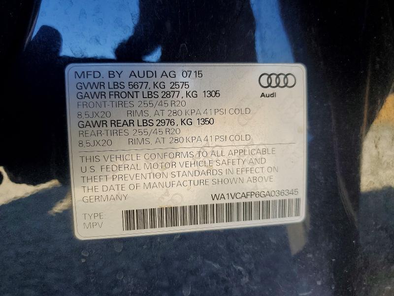 Продажа на аукционе авто 2016 Audi Sq5, vin: WA1VCAFP6GA036345, номер лота: 70693806