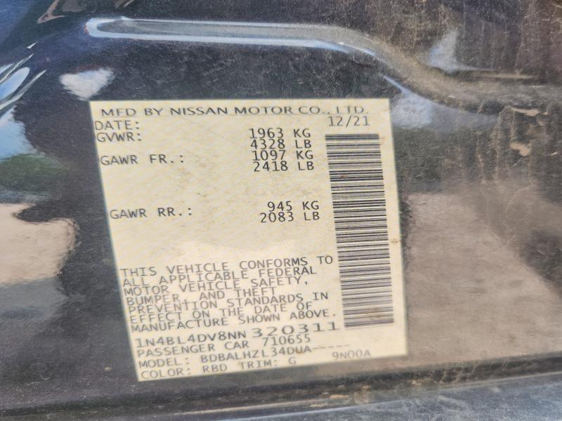 Продажа на аукционе авто 2022 Nissan Altima, vin: 1N4BL4DV8NN320311, номер лота: 67690406