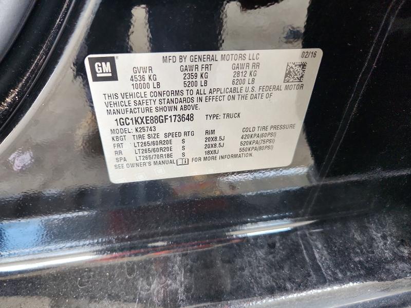 67174296 :رقم المزاد ، 1GC1KXE88GF173648 vin ، 2016 Chevrolet Silverado مزاد بيع