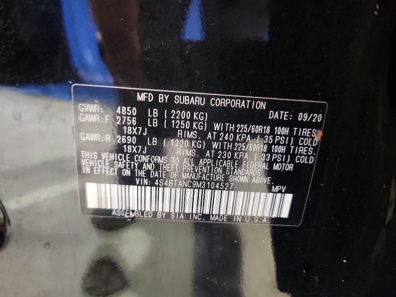 67999806 :رقم المزاد ، 4S4BTANC9M3104527 vin ، 2021 Subaru Outback مزاد بيع