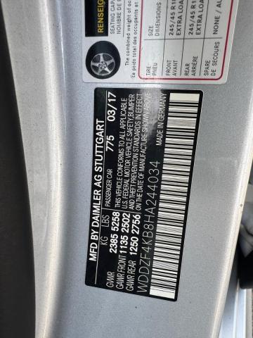 70570636 :رقم المزاد ، WDDZF4KB8HA244034 vin ، 2017 Mercedes-benz E مزاد بيع