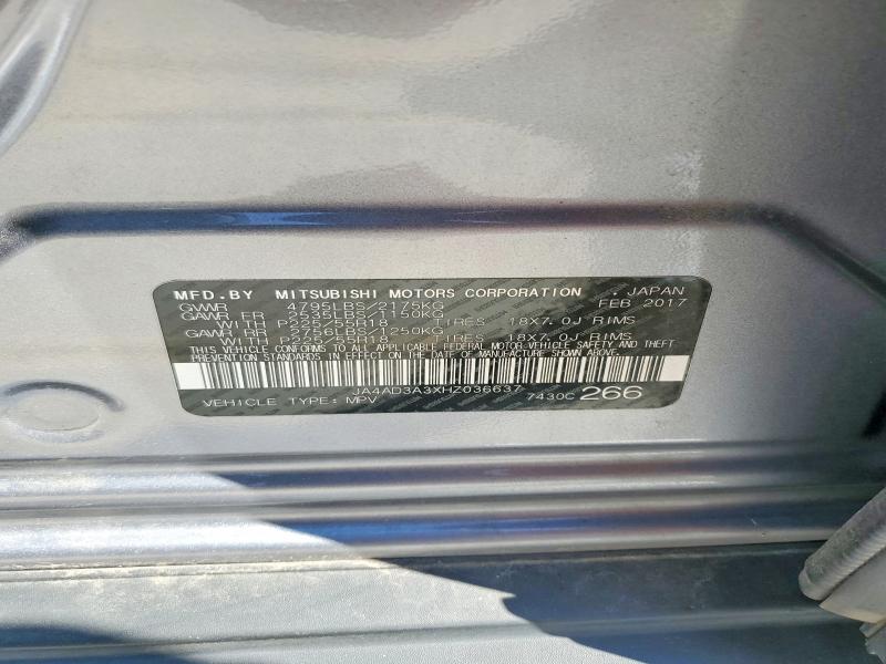 67213686 :رقم المزاد ، JA4AD3A3XHZ036637 vin ، 2017 Mitsubishi Outlander مزاد بيع