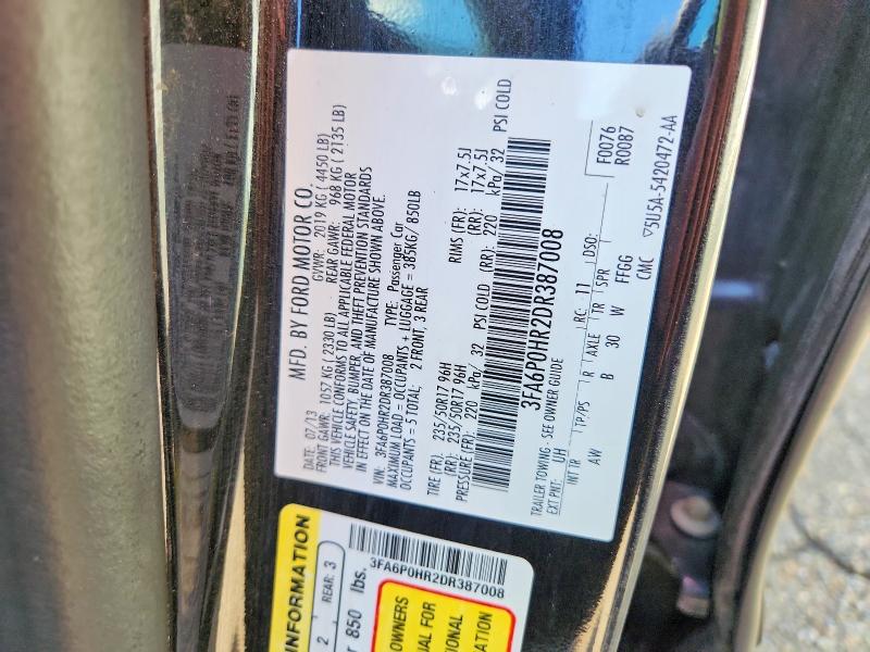 Продаж на аукціоні авто 2013 Ford Fusion, vin: 3FA6P0HR2DR387008, номер лоту: 70455686