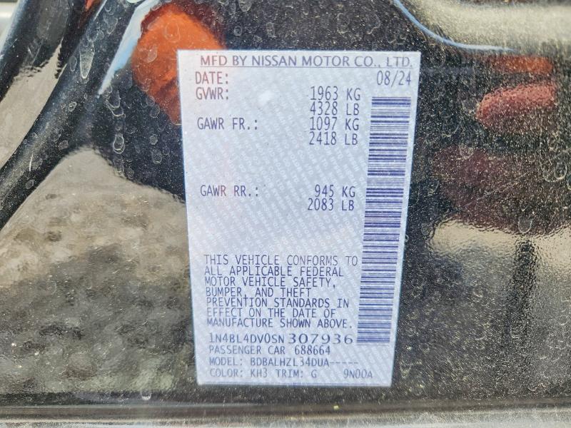 68543816 :رقم المزاد ، 1N4BL4DV0SN307936 vin ، 2025 Nissan Altima مزاد بيع
