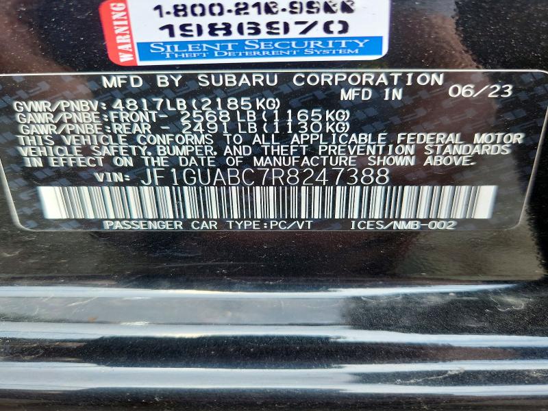Продаж на аукціоні авто 2024 Subaru Impreza, vin: JF1GUABC7R8247388, номер лоту: 68035376