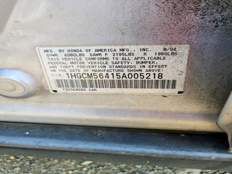 Aukcja sprzedaży 2005 Honda Accord, vin: 1HGCM56415A005218, numer aukcji: 69375026