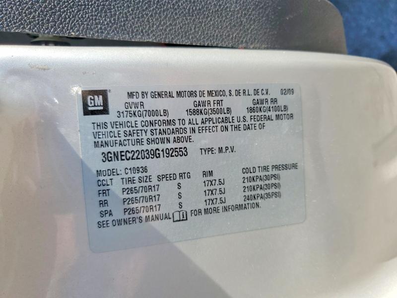 68047096 :رقم المزاد ، 3GNEC22039G192553 vin ، 2009 Chevrolet Avalanche مزاد بيع