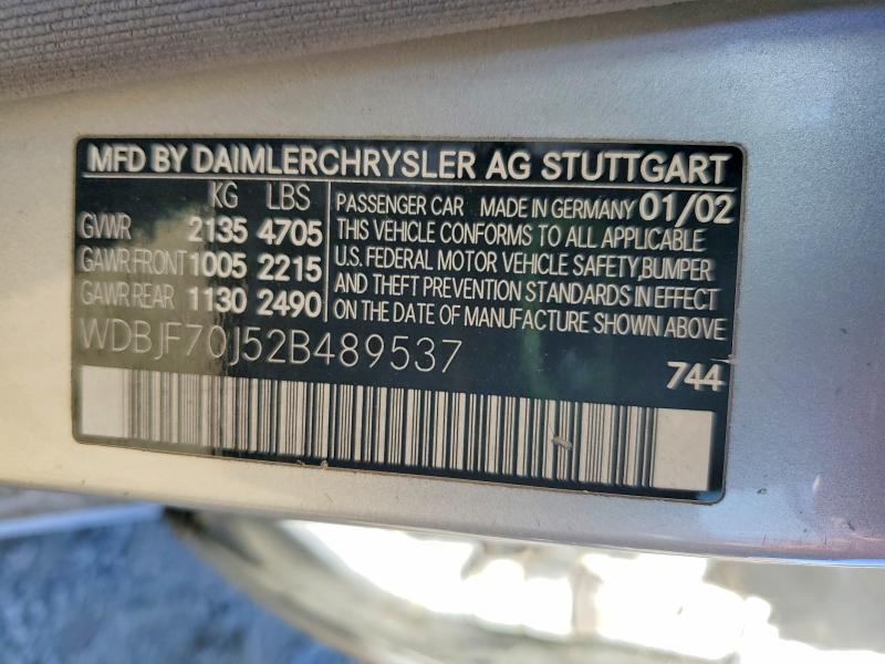 Продаж на аукціоні авто 2002 Mercedes-benz E, vin: WDBJF70J52B489537, номер лоту: 67443956