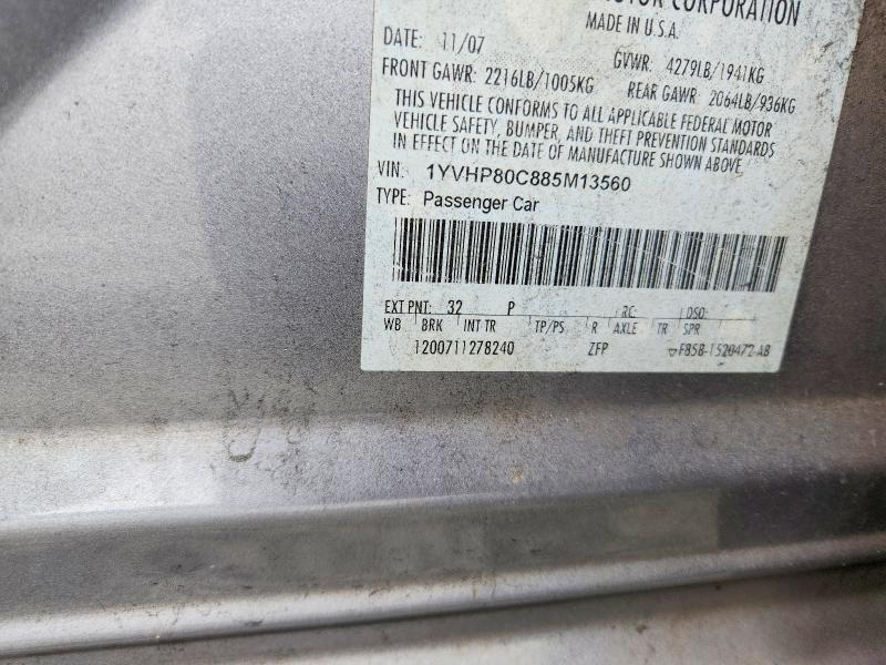 Продаж на аукціоні авто 2008 Mazda 6, vin: 1YVHP80C885M13560, номер лоту: 70299846