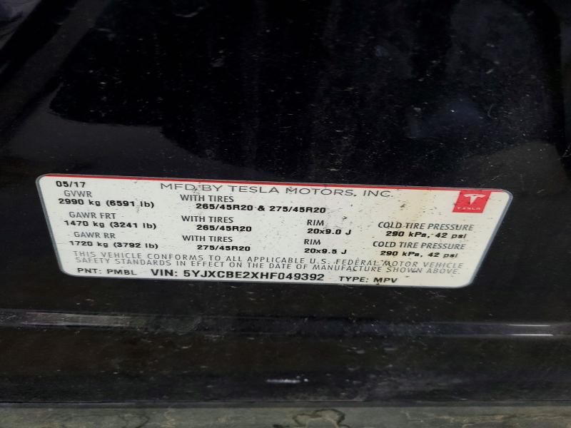 Aukcja sprzedaży 2017 Tesla Model X, vin: 5YJXCBE2XHF049392, numer aukcji: 67695226