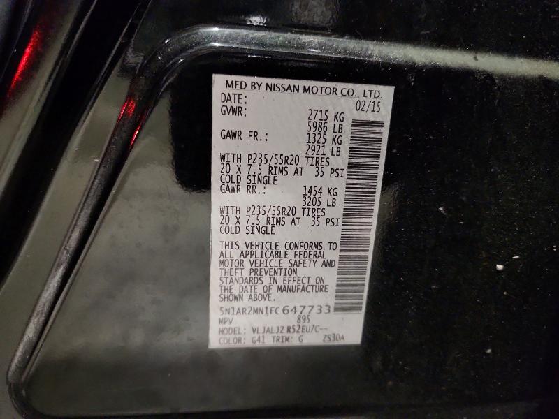 Продажа на аукционе авто 2015 Nissan Pathfinder, vin: 5N1AR2MN1FC647733, номер лота: 67473226