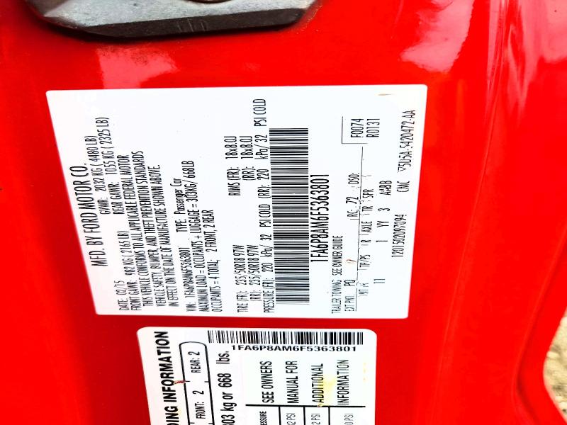 Продажа на аукционе авто 2015 Ford Mustang, vin: 1FA6P8AM6F5363801, номер лота: 66861586