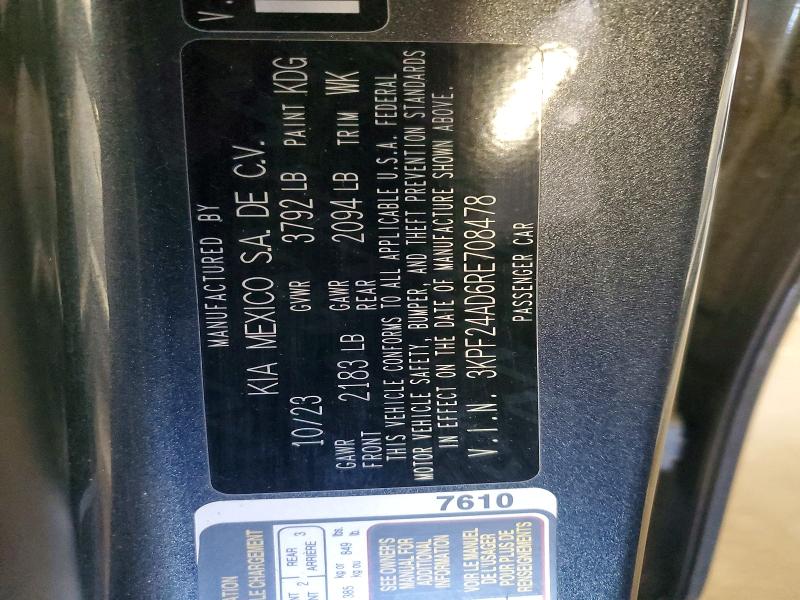 Продажа на аукционе авто 2024 Kia Forte, vin: 3KPF24AD6RE708478, номер лота: 68377546