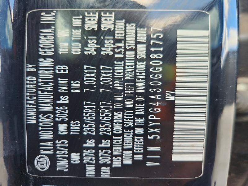 Aukcja sprzedaży 2016 Kia Sorento, vin: 5XYPG4A30GG081757, numer aukcji: 68337866