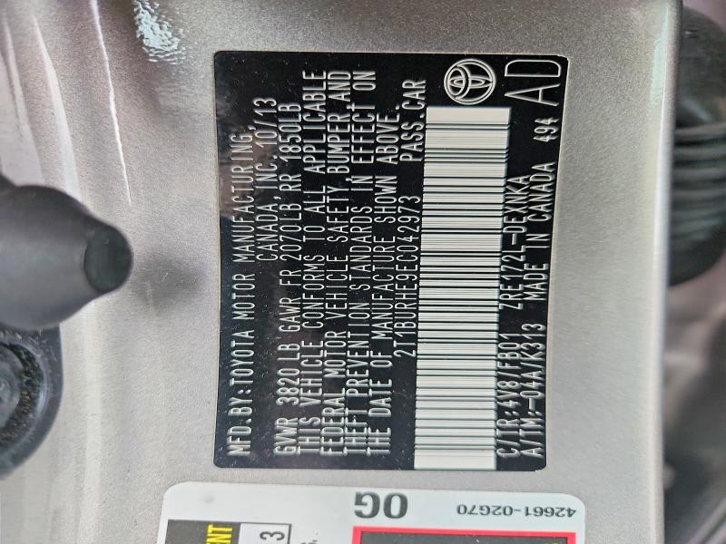 Aukcja sprzedaży 2014 Toyota Corolla, vin: 2T1BURHE9EC042973, numer aukcji: 68955996