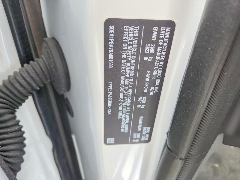 Продаж на аукціоні авто 2025 Lucid Motors Air, vin: 50EA1PGA7SA001633, номер лоту: 69966686