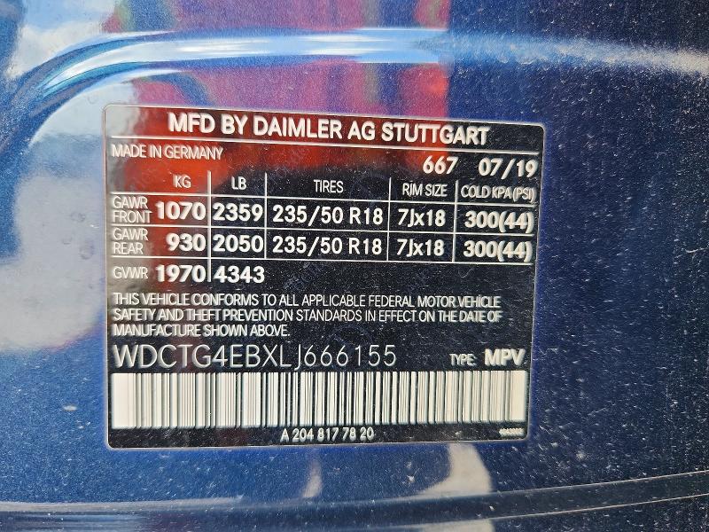 Auction sale of the 2020 Mercedes-benz Gla, vin: WDCTG4EBXLJ666155, lot number: 68829146