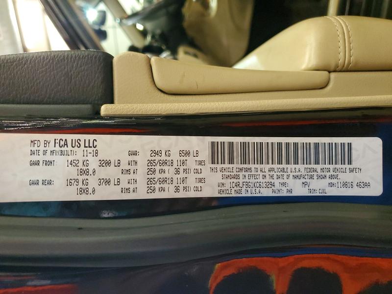 Aukcja sprzedaży 2019 Jeep Grand Cherokee, vin: 1C4RJFBG1KC613294, numer aukcji: 71069416